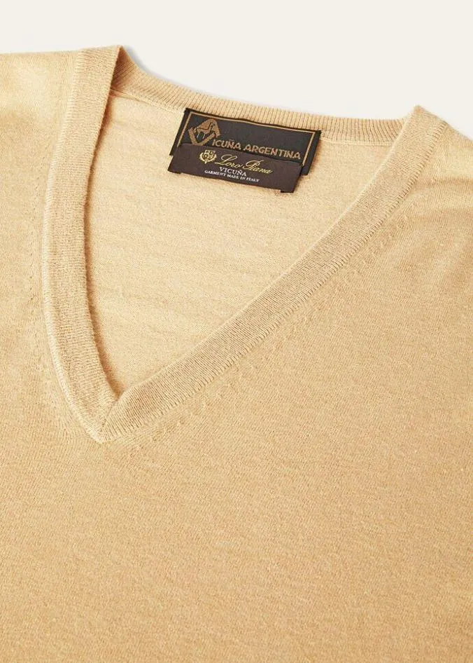 Loro Piana Knitwear VNeck Natural Light Vicuna 8211 Woman