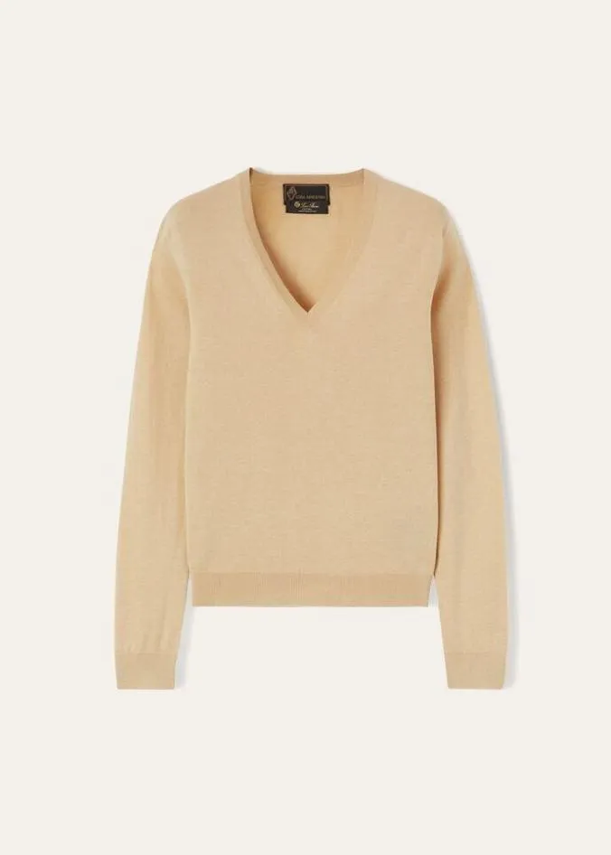 Loro Piana Knitwear VNeck Natural Light Vicuna 8211 Woman