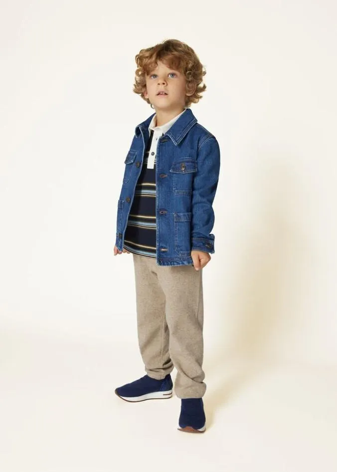 Loro Piana Ready To Wear College Polo Shirt Bluemorning Skydried Shiso 8211 Kids