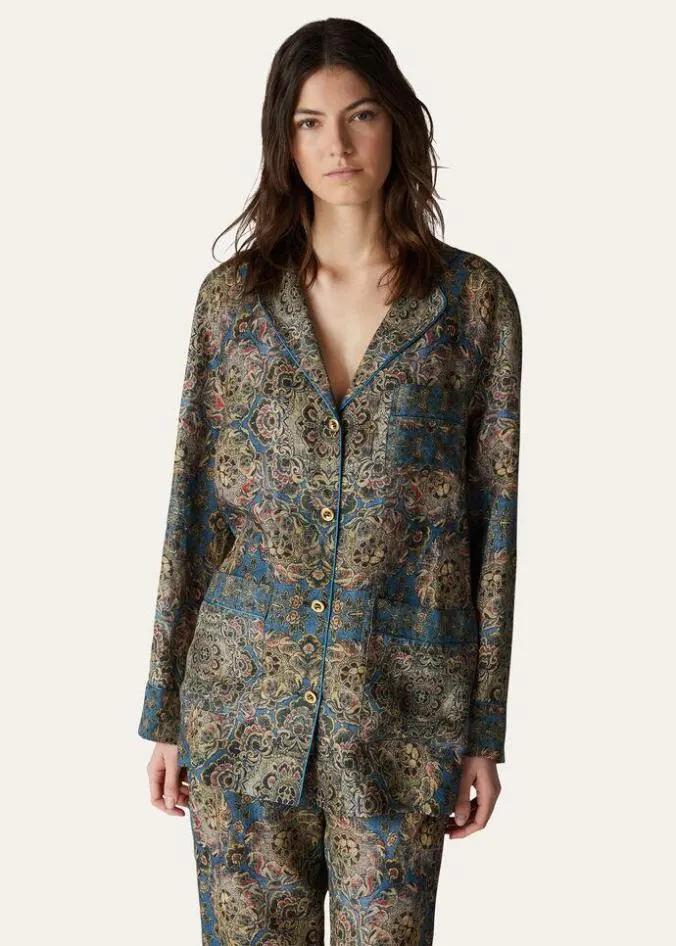 Loro Piana Shirts Jameela Shirt Azurecoral Baynutmeg Powder 8211 Woman