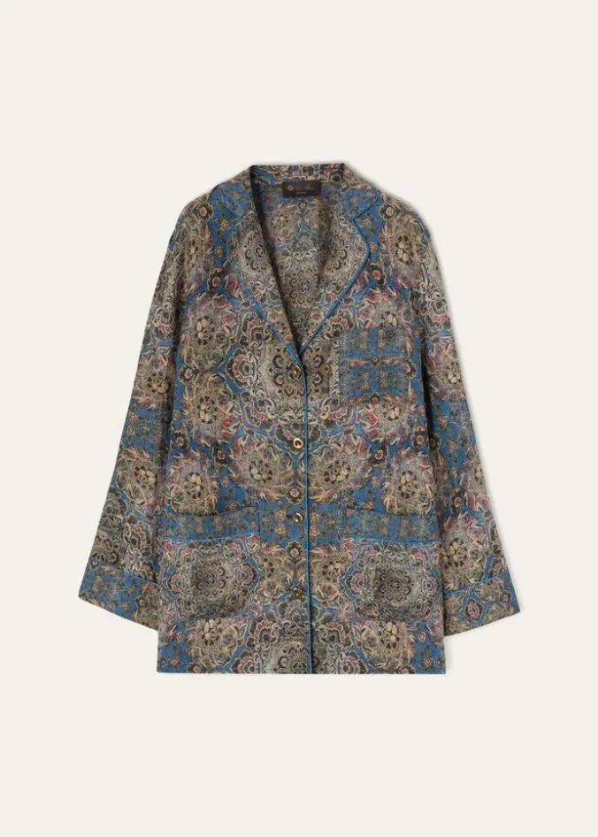Loro Piana Shirts Jameela Shirt Azurecoral Baynutmeg Powder 8211 Woman