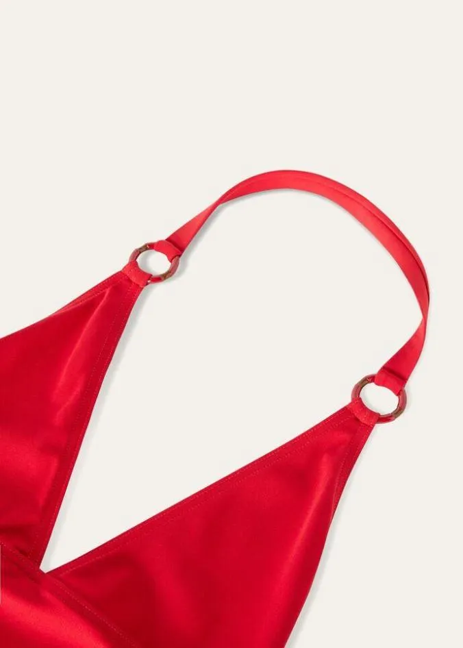Loro Piana Swimwear Ring Marine OnePiece Swimsuit Buoy Red 8211 Woman