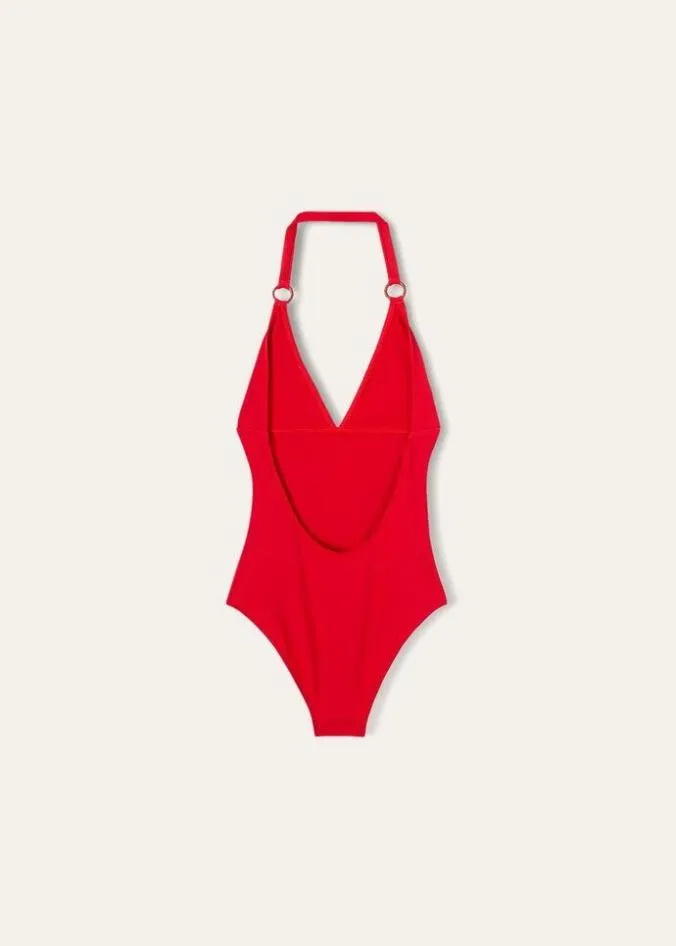 Loro Piana Swimwear Ring Marine OnePiece Swimsuit Buoy Red 8211 Woman