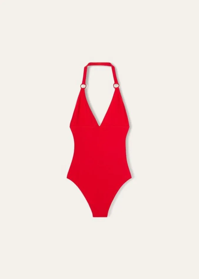 Loro Piana Swimwear Ring Marine OnePiece Swimsuit Buoy Red 8211 Woman