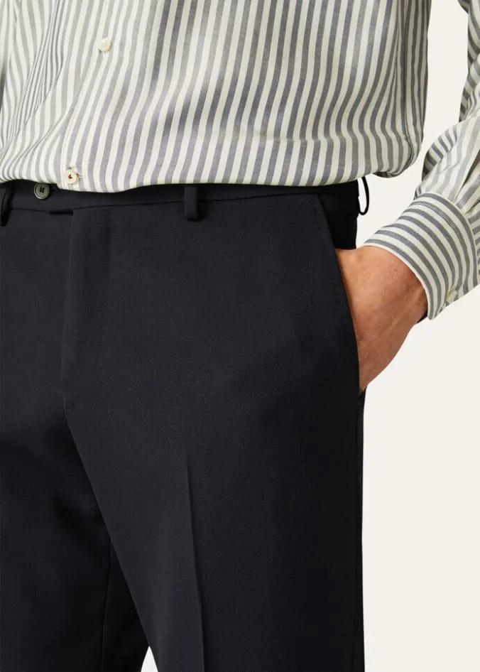 Loro Piana Trousers 038 Bermudas Pantaflat Slim Pants Navy Blue 8211 Man