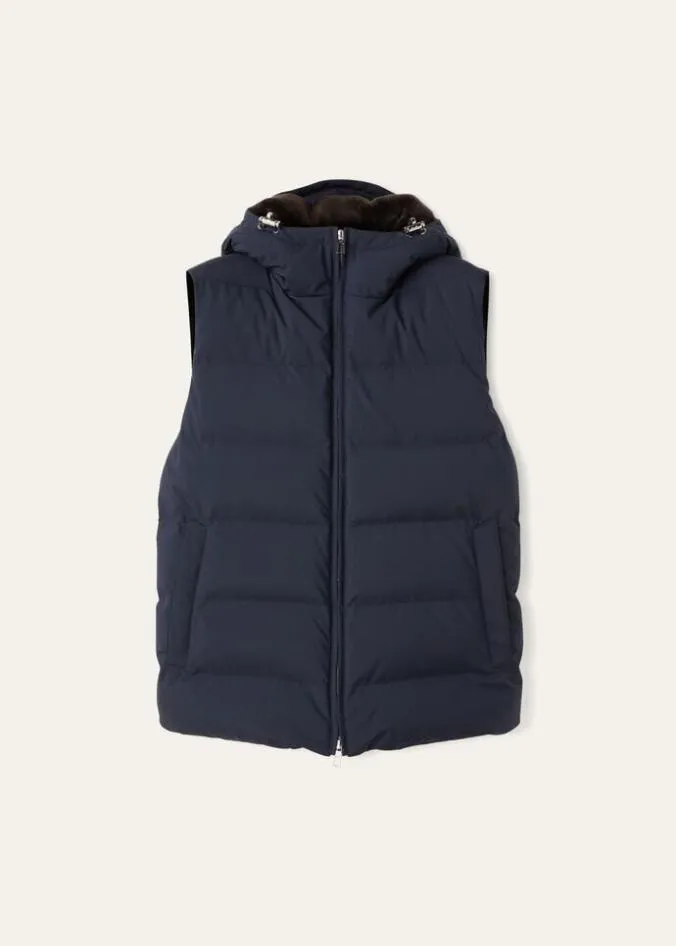 Loro Piana Vests Zermatt Vest Navy Blue Ocean Waves 8211 Man