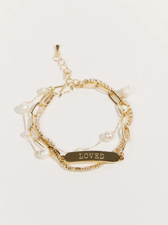 Loved Bar Pearl Layered Bracelet Gold Women Altar039d State Jewelry