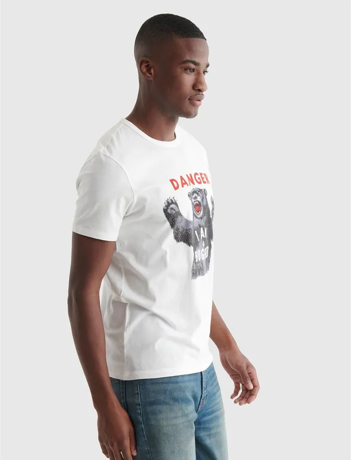 Lucky Brand Bear Hugger Tee Marshmallow Men Graphic Tees