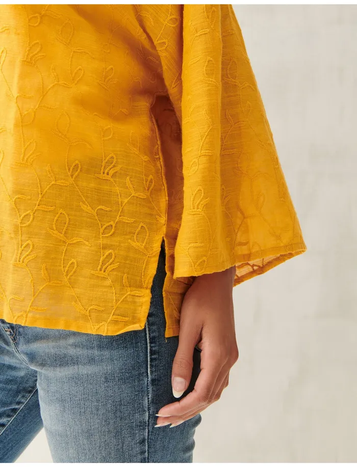 Lucky Brand Embroidered Bolero Kimono Mustard Women Kimonos