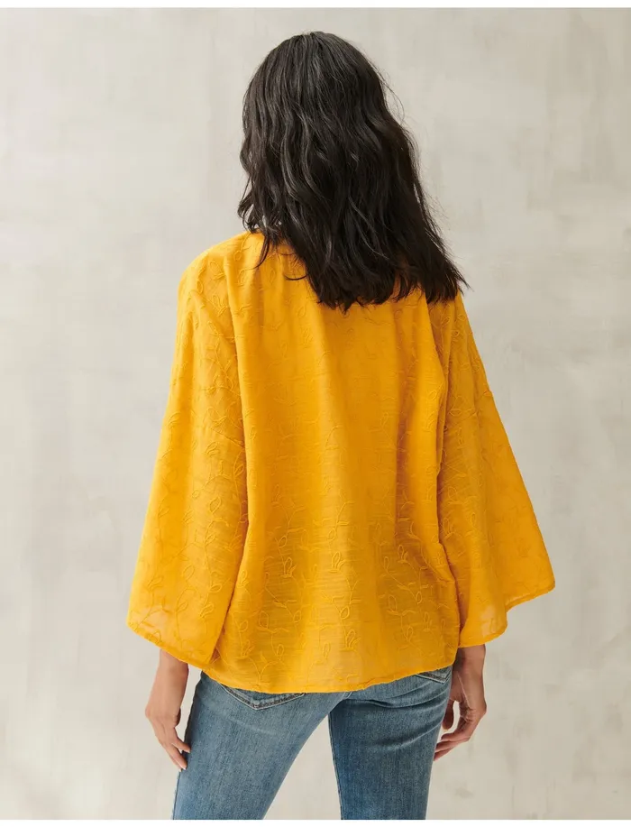 Lucky Brand Embroidered Bolero Kimono Mustard Women Kimonos
