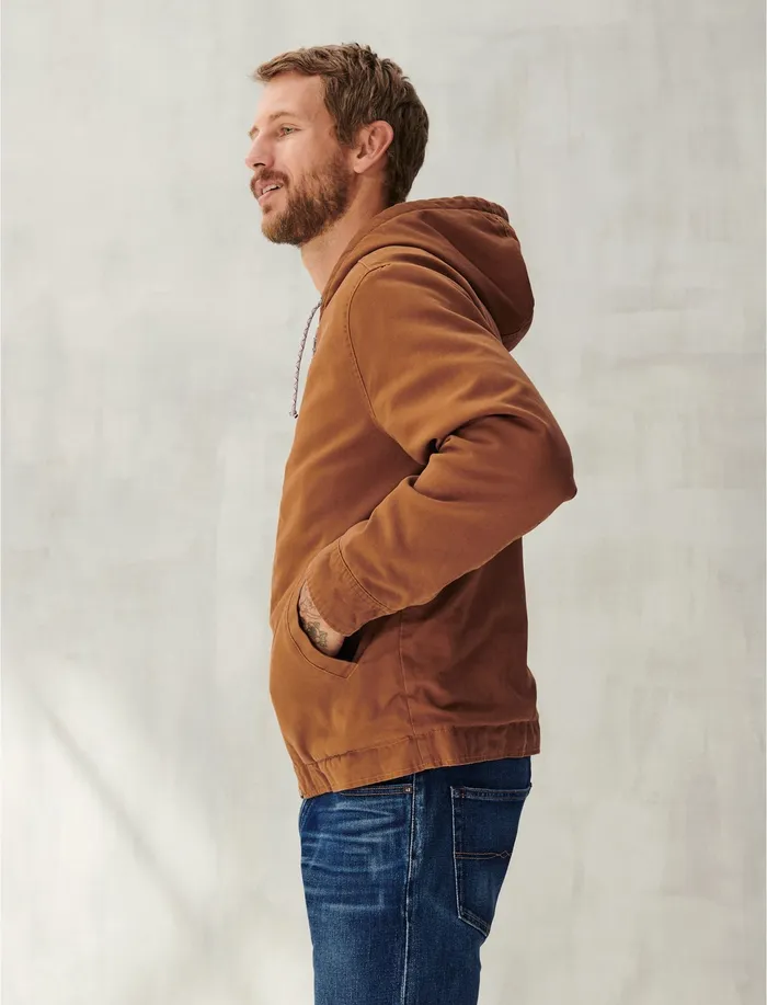 Lucky Brand Jackets and Outerwear Men Hooded Sherpa Jacket Tan
