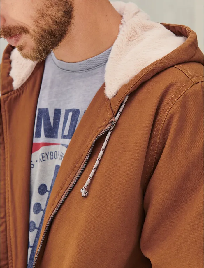 Lucky Brand Jackets and Outerwear Men Hooded Sherpa Jacket Tan