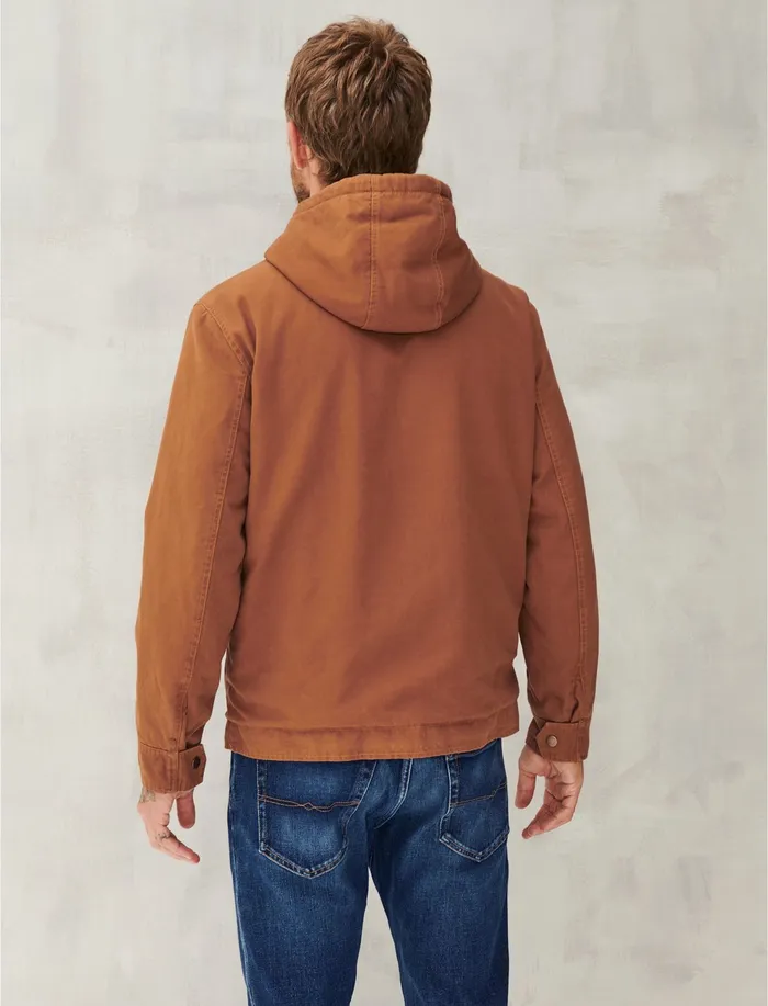 Lucky Brand Jackets and Outerwear Men Hooded Sherpa Jacket Tan