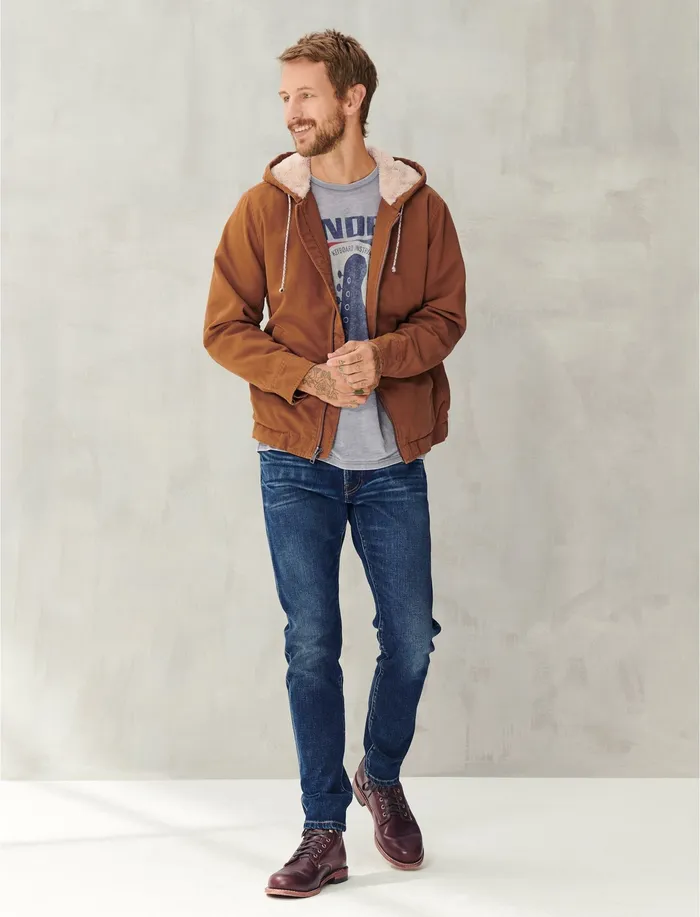 Lucky Brand Jackets and Outerwear Men Hooded Sherpa Jacket Tan