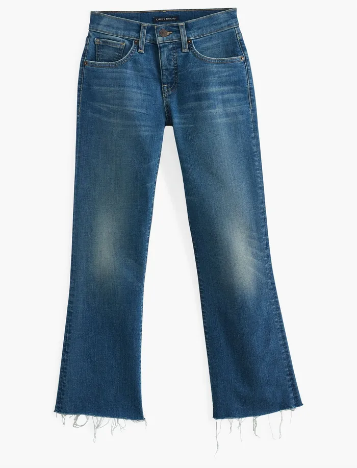 Lucky Brand Mid Rise Ava Crop Mini Boot Radient Fray Women Jeans