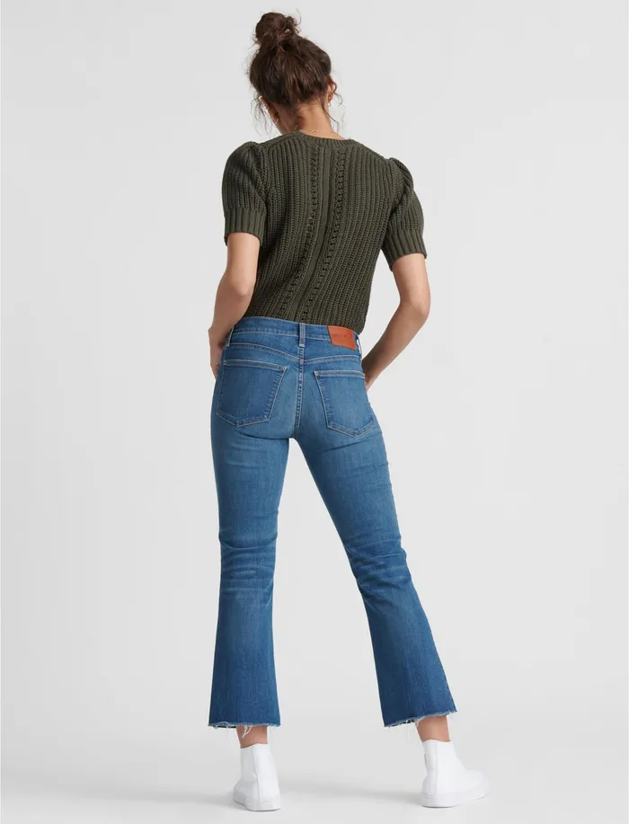 Lucky Brand Mid Rise Ava Crop Mini Boot Radient Fray Women Jeans