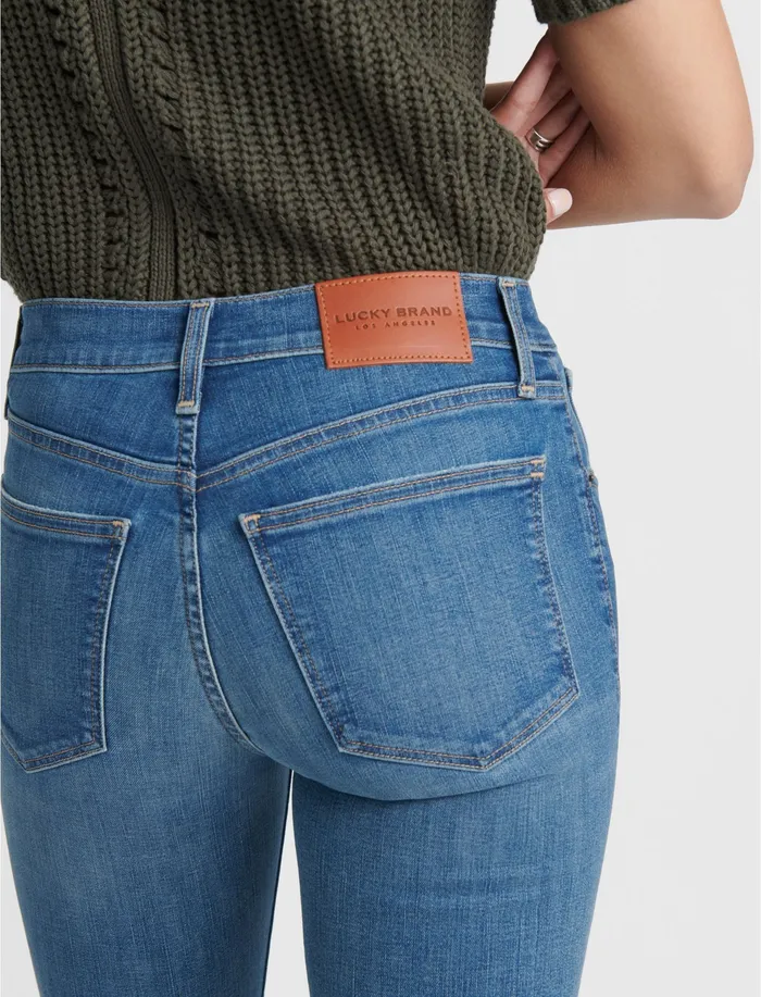 Lucky Brand Mid Rise Ava Crop Mini Boot Radient Fray Women Jeans
