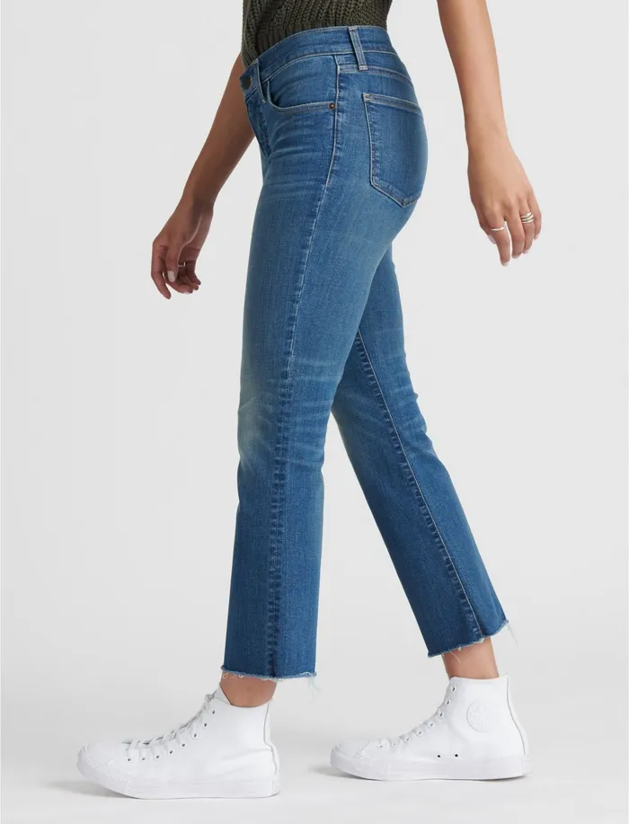 Lucky Brand Mid Rise Ava Crop Mini Boot Radient Fray Women Jeans