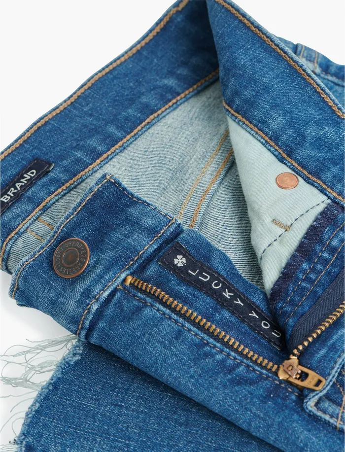 Lucky Brand Mid Rise Ava Crop Mini Boot Radient Fray Women Jeans