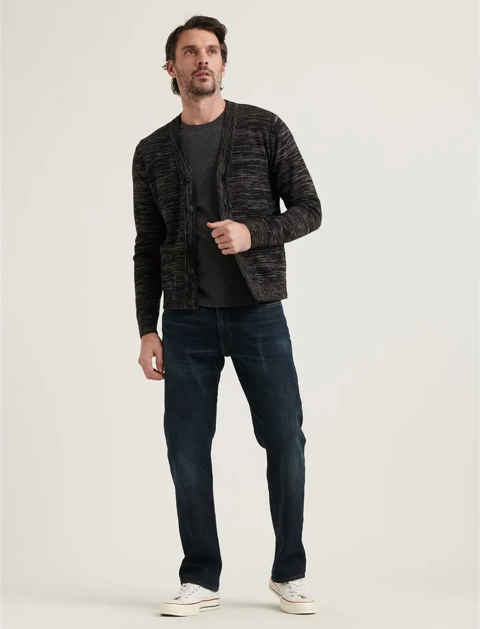 Lucky Brand Spacedye Cardigan Black Men Sweaters
