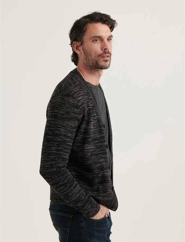 Lucky Brand Spacedye Cardigan Black Men Sweaters