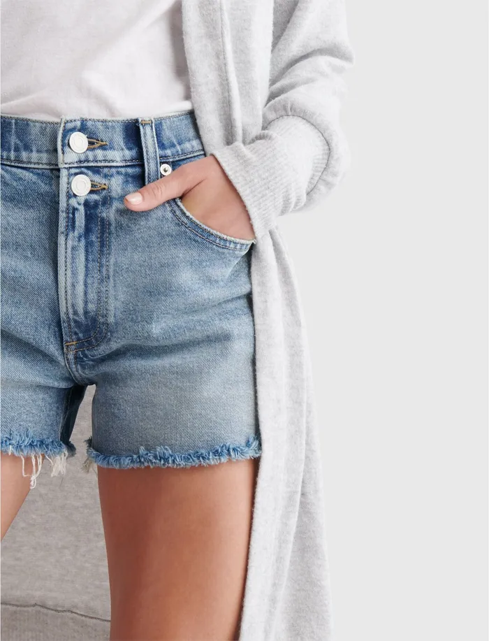Lucky Brand Tops Women High Rib Cloud Jersey Cardigan Heather Grey