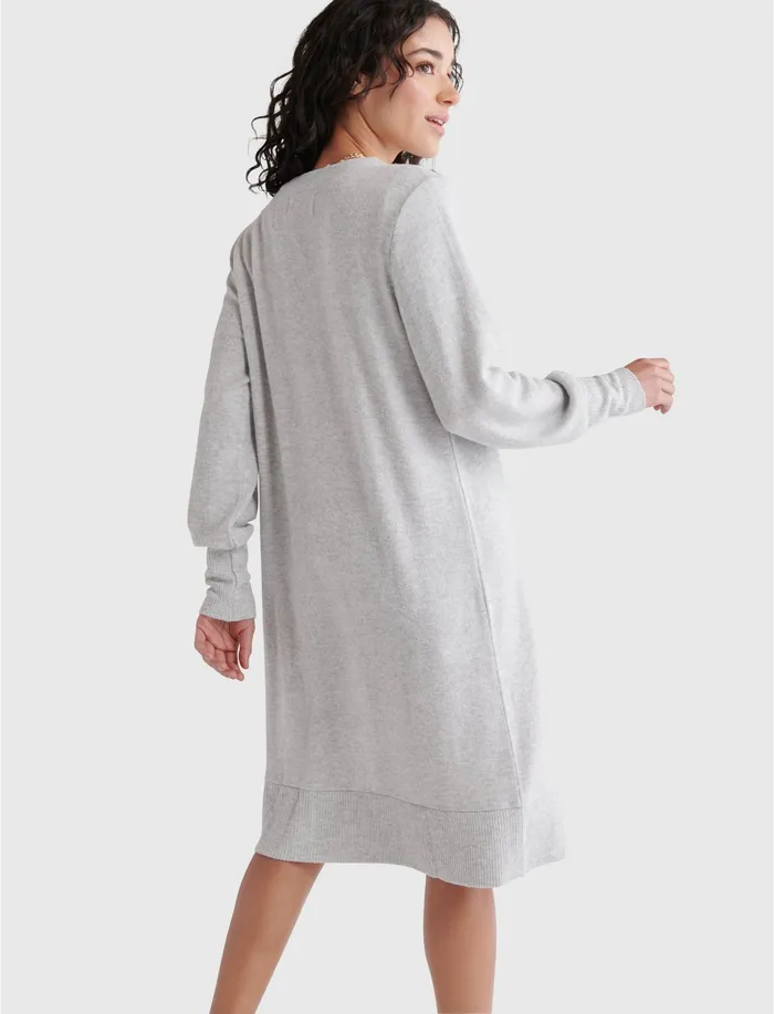 Lucky Brand Tops Women High Rib Cloud Jersey Cardigan Heather Grey