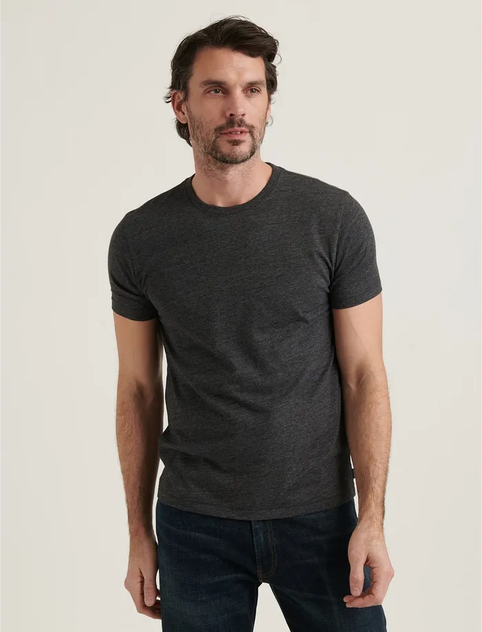 Lucky Brand Triblend Crew Neck Short Sleeve Tee Jet Black Men Tees
