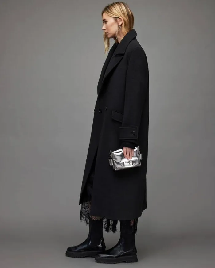 Mabel Oversized Wool Blend Long Coat Black Women AllSaints Jackets and Coats Mabel Oversized Wool Blend Long Coat Black Women AllSaints Jackets and Coats
