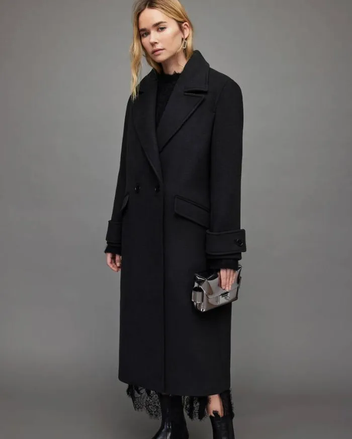 Mabel Oversized Wool Blend Long Coat Black Women AllSaints Jackets and Coats Mabel Oversized Wool Blend Long Coat Black Women AllSaints Jackets and Coats