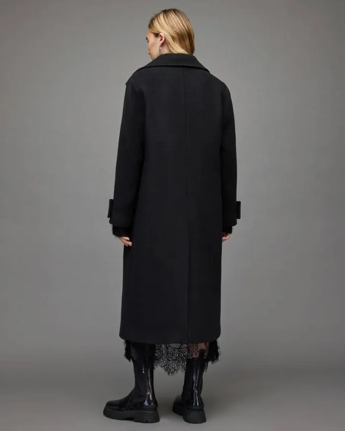 Mabel Oversized Wool Blend Long Coat Black Women AllSaints Jackets and Coats Mabel Oversized Wool Blend Long Coat Black Women AllSaints Jackets and Coats
