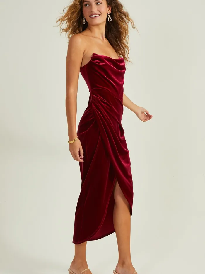 Maeve Strapless Dress By Astr The Label Crimson Women Altar039d State Maxi Midi
