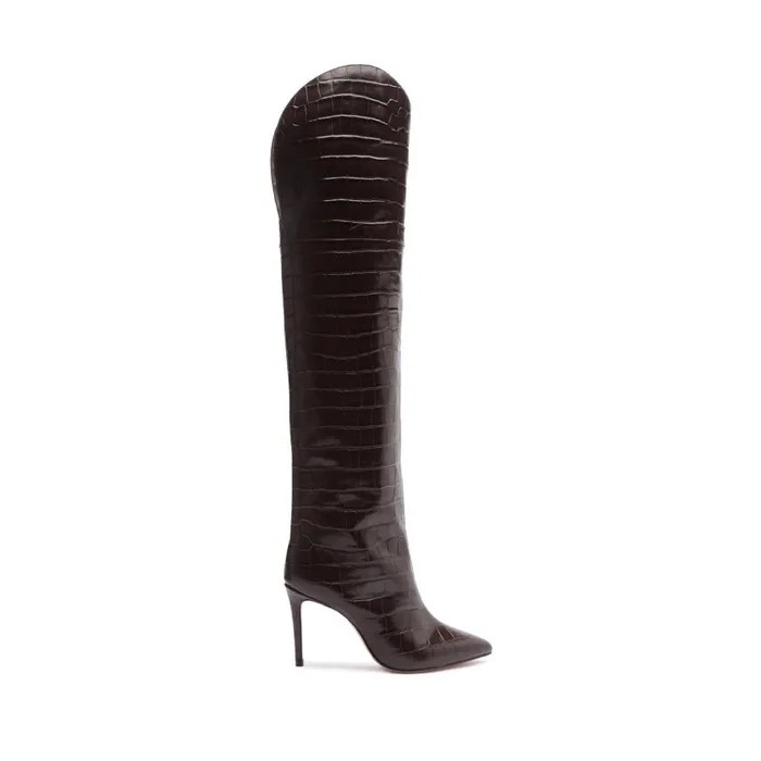 Maryana Boots Women Schutz Shoes Maryana Over The Knee Leather Boot Dark Chocolate