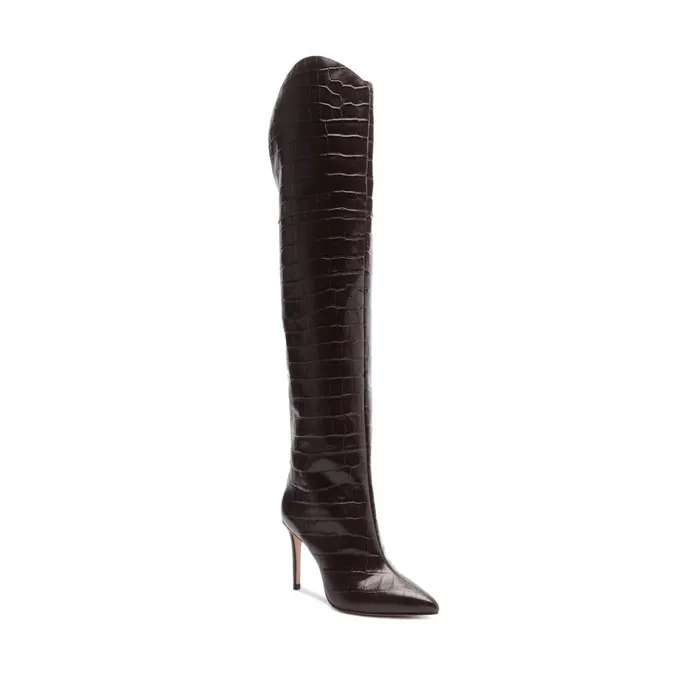 Maryana Boots Women Schutz Shoes Maryana Over The Knee Leather Boot Dark Chocolate