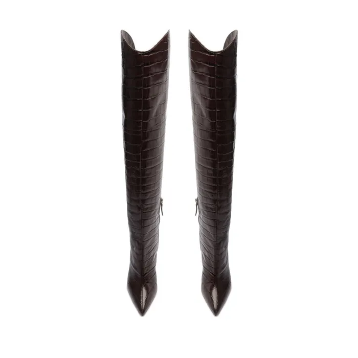 Maryana Boots Women Schutz Shoes Maryana Over The Knee Leather Boot Dark Chocolate