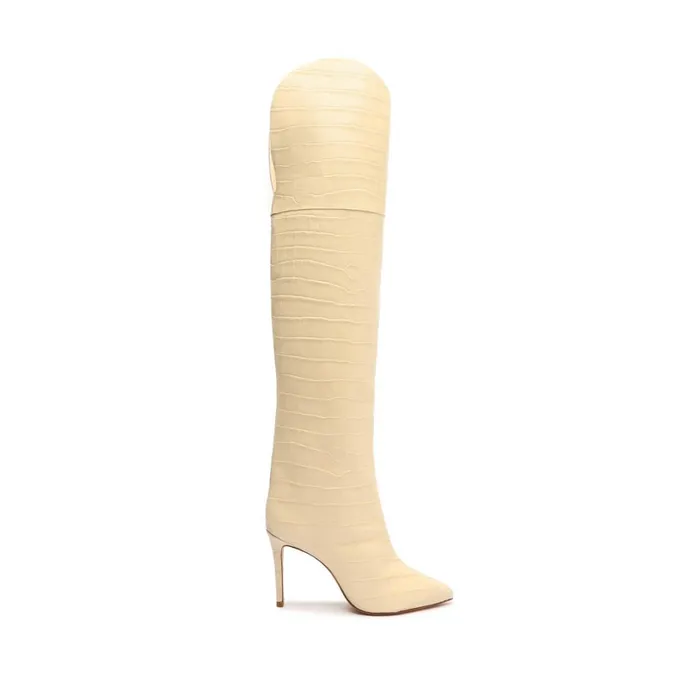 Maryana Boots Women Schutz Shoes Maryana Over The Knee Leather Boot Eggshell