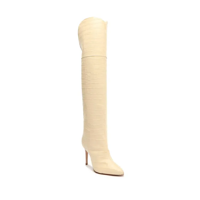 Maryana Boots Women Schutz Shoes Maryana Over The Knee Leather Boot Eggshell