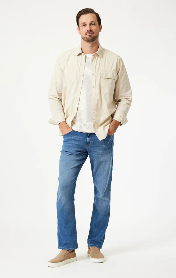 Matt Relaxed Straight Leg In Mid Brushed Feather Blue Men Mavi Jeans Denim