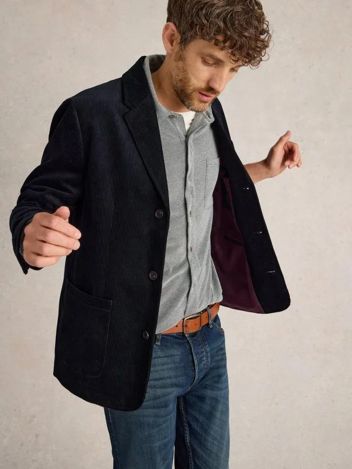 Men Blazers White Stuff Kirkby Cord Blazer Dark Navy