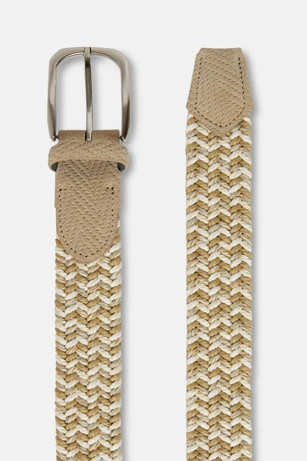 Men Boggi Milano Belts Stretch Cotton Blend Woven Belt Natural Men Boggi Milano Belts Stretch Cotton Blend Woven Belt Natural