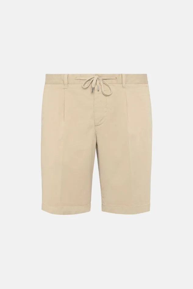 Men Boggi Milano Bermuda Stretch Cotton Summer Bermuda Shorts Beige