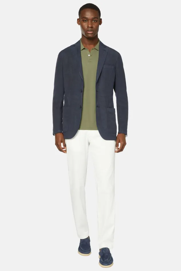 Men Boggi Milano Blazers Blue TencelLinenCotton Jacket Blue