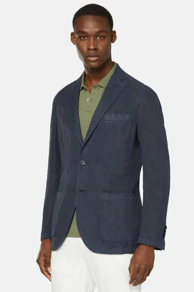 Men Boggi Milano Blazers Blue TencelLinenCotton Jacket Blue Men Boggi Milano Blazers Blue TencelLinenCotton Jacket Blue
