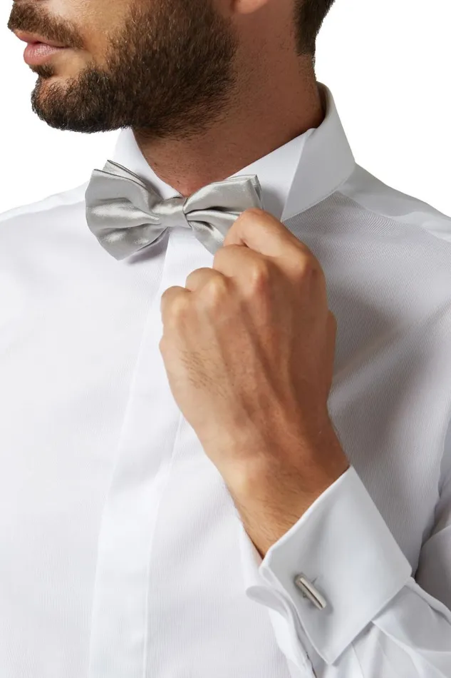 Men Boggi Milano Bow Ties Silver Knotted Silk Bow Tie Silver Men Boggi Milano Bow Ties Silver Knotted Silk Bow Tie Silver