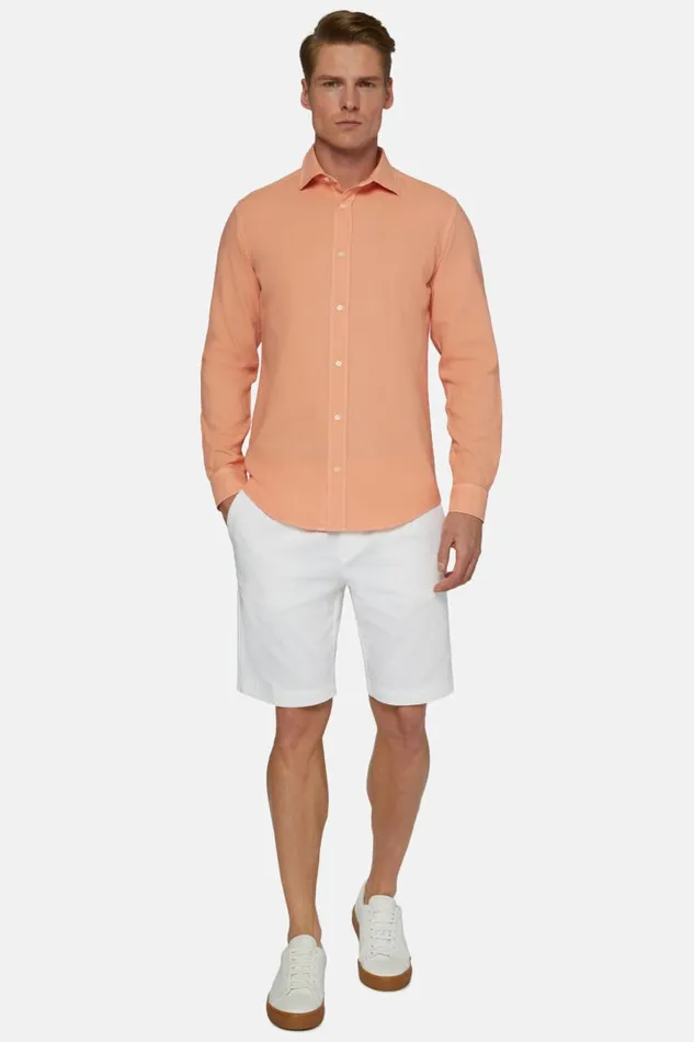 Men Boggi Milano Casual Shirts Regular Fit Papaya Cotton Shirt Papaya