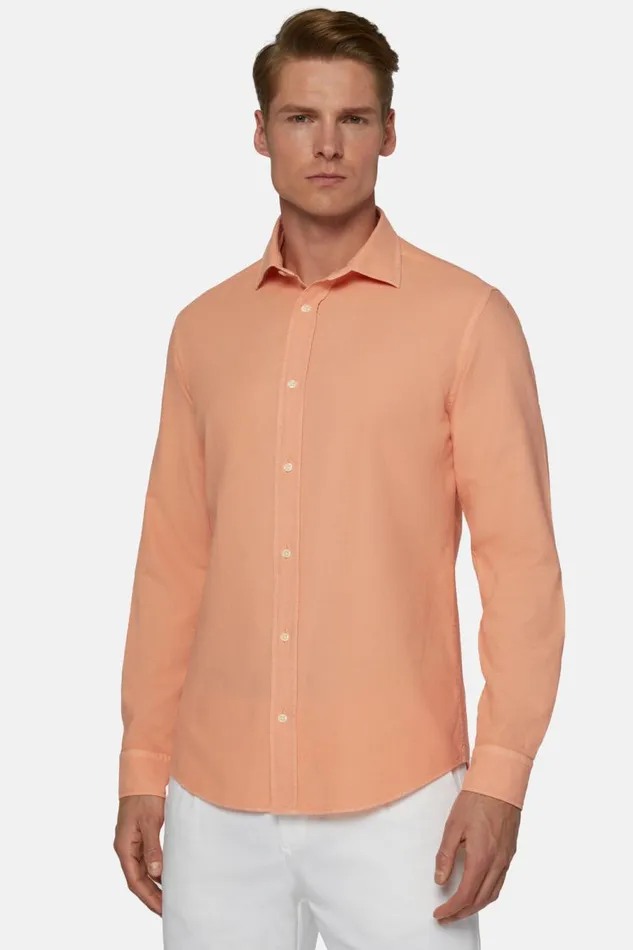 Men Boggi Milano Casual Shirts Regular Fit Papaya Cotton Shirt Papaya Men Boggi Milano Casual Shirts Regular Fit Papaya Cotton Shirt Papaya
