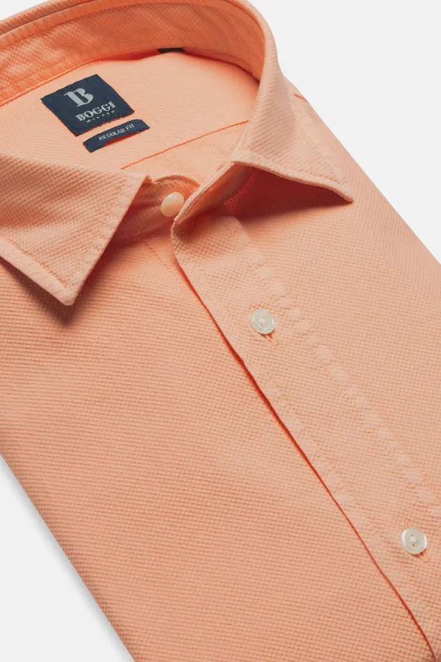 Men Boggi Milano Casual Shirts Regular Fit Papaya Cotton Shirt Papaya Men Boggi Milano Casual Shirts Regular Fit Papaya Cotton Shirt Papaya