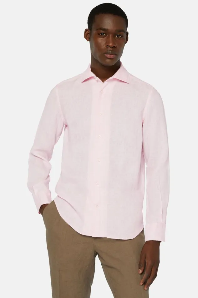 Men Boggi Milano Casual Shirts Regular Fit Pink Linen Shirt Pink Men Boggi Milano Casual Shirts Regular Fit Pink Linen Shirt Pink