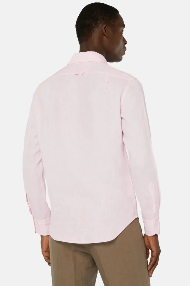 Men Boggi Milano Casual Shirts Regular Fit Pink Linen Shirt Pink Men Boggi Milano Casual Shirts Regular Fit Pink Linen Shirt Pink