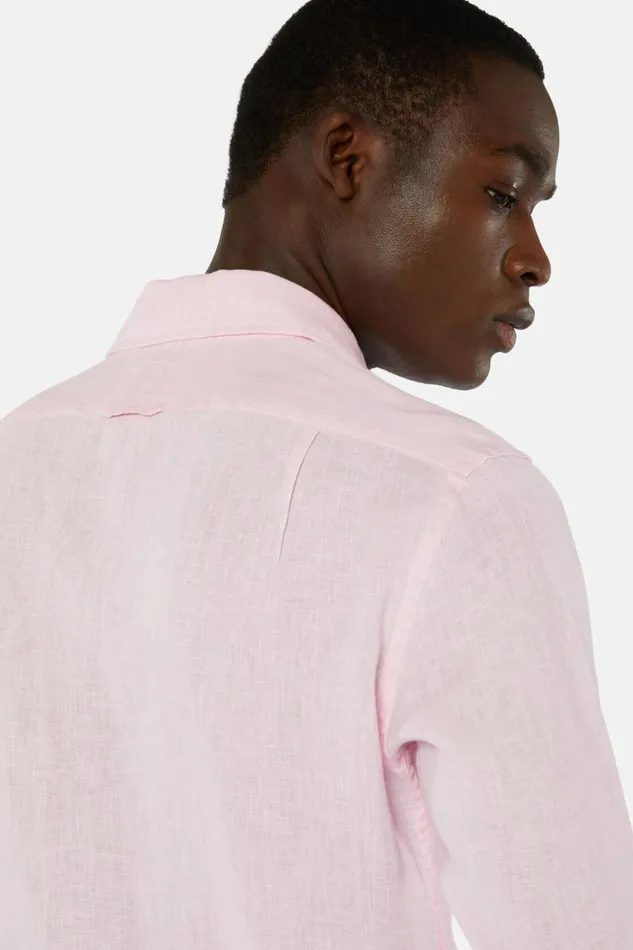 Men Boggi Milano Casual Shirts Regular Fit Pink Linen Shirt Pink Men Boggi Milano Casual Shirts Regular Fit Pink Linen Shirt Pink